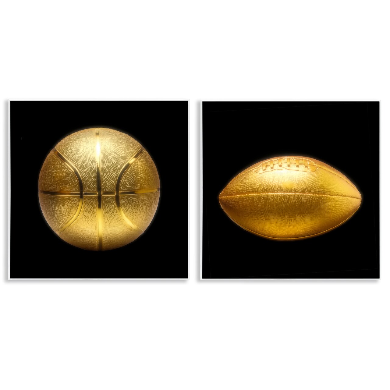 Stupell Industries Golden Designer Sports Balls 2pc Wall Plaque Art Set Design by Graffi*tee Studios